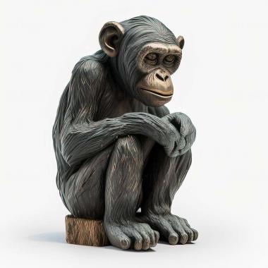 3D model Congo chimpanzee famous animal (STL)